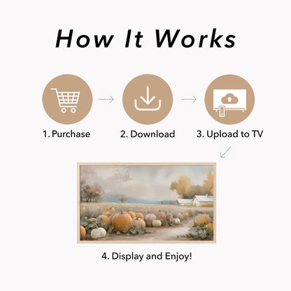 Pumpkin Patch Farmhouse Frame TV Art displayed on a TV
