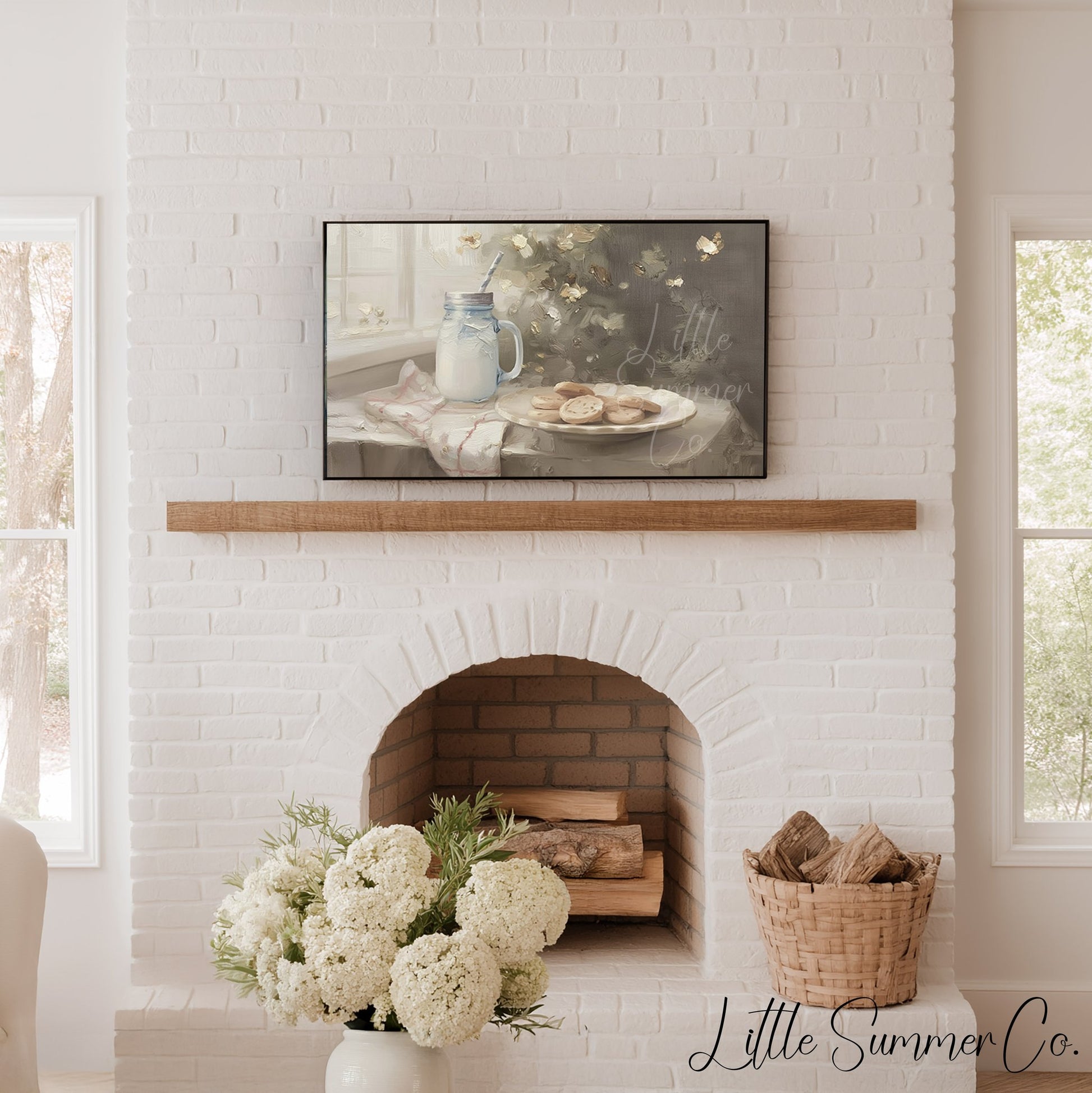 Cookies And Milk Frame TV Art displayed on a TV