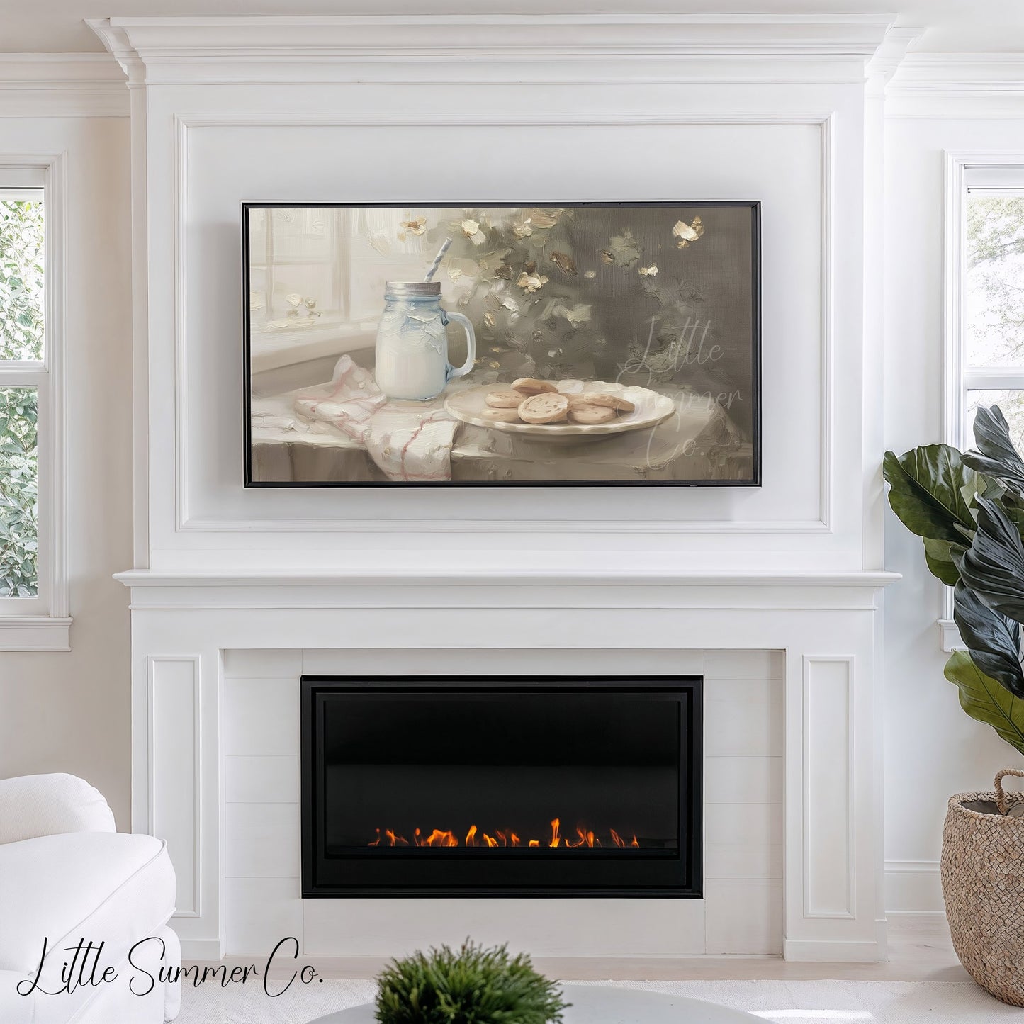 Cookies And Milk Frame TV Art displayed on a TV