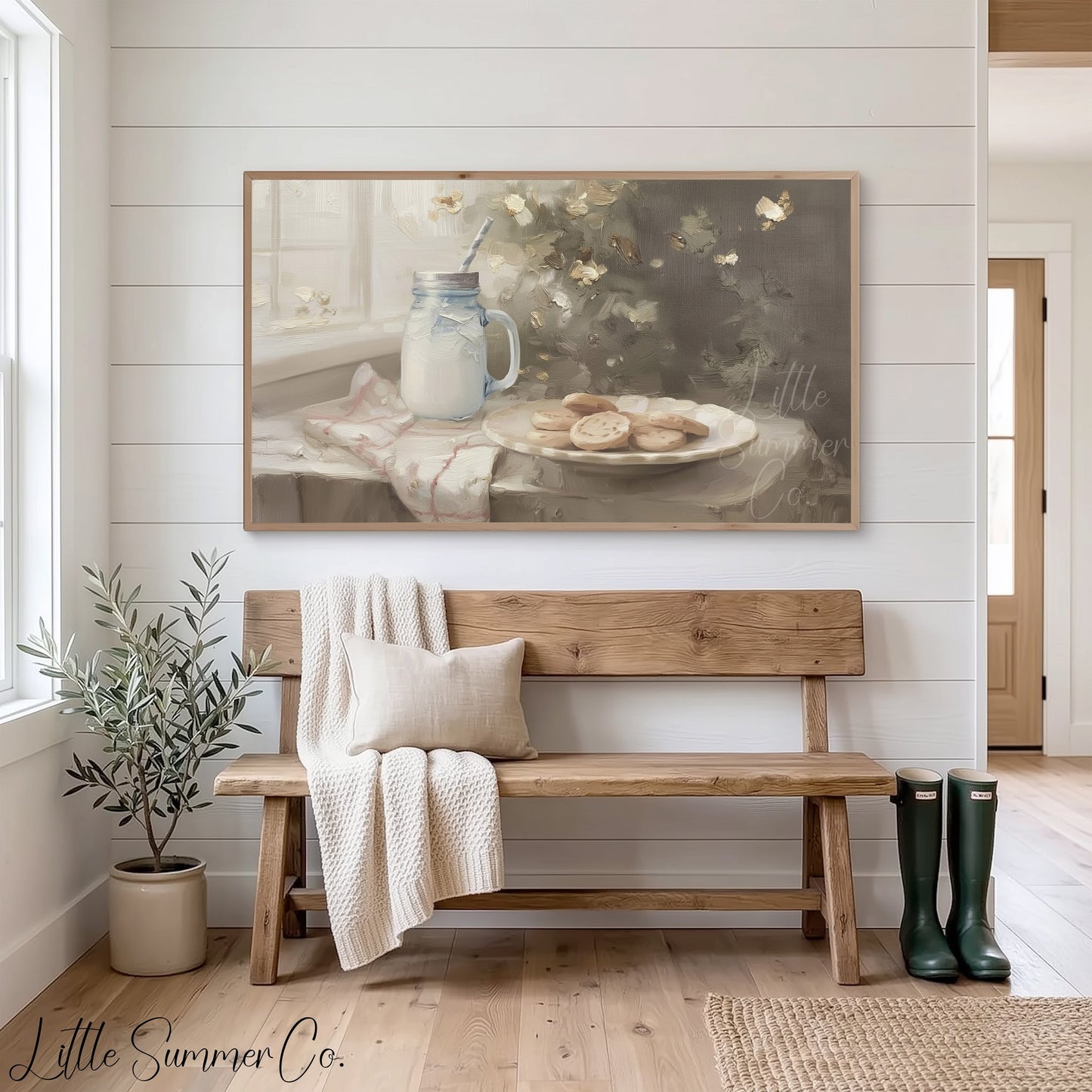 Cookies And Milk Frame TV Art displayed on a TV