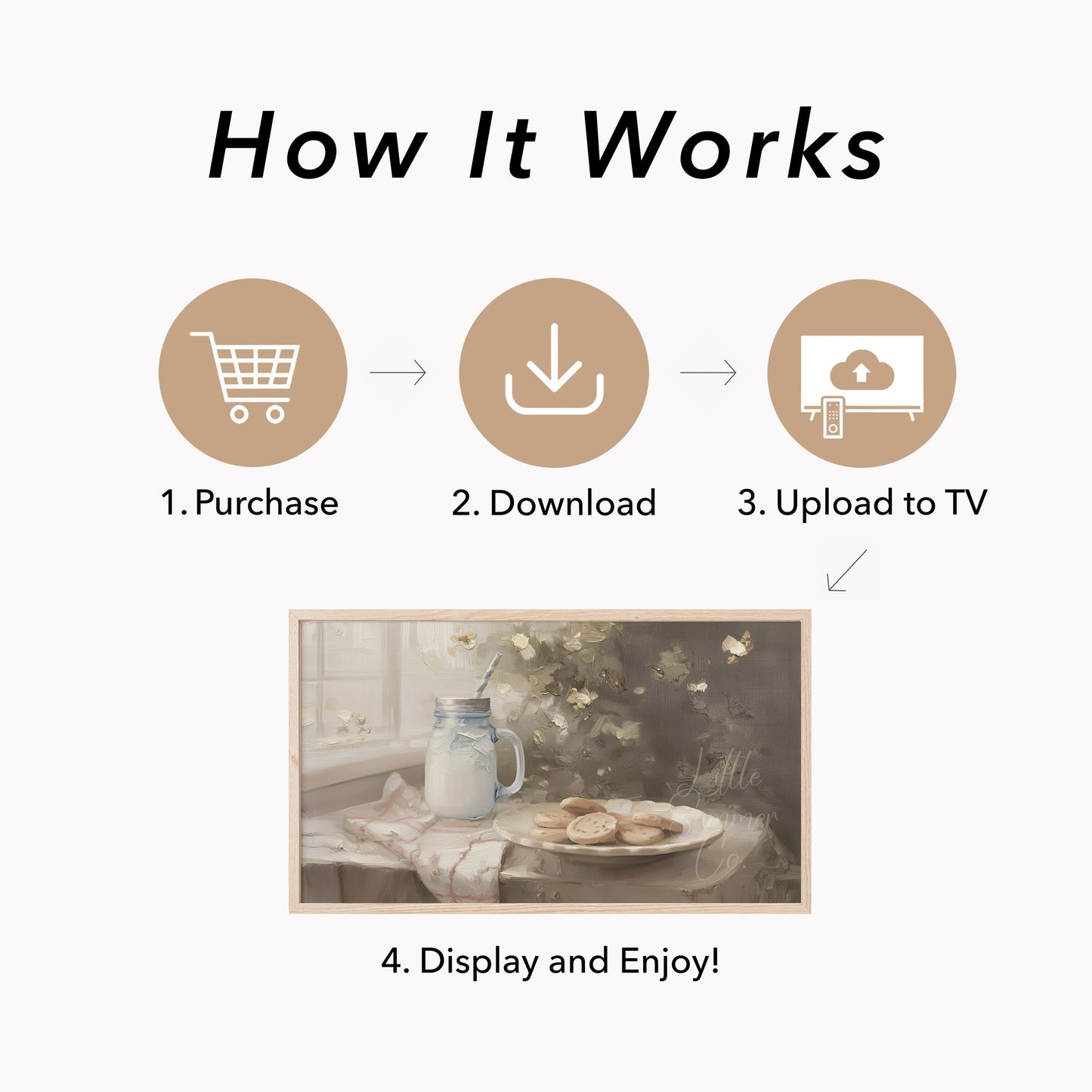 Cookies And Milk Frame TV Art displayed on a TV