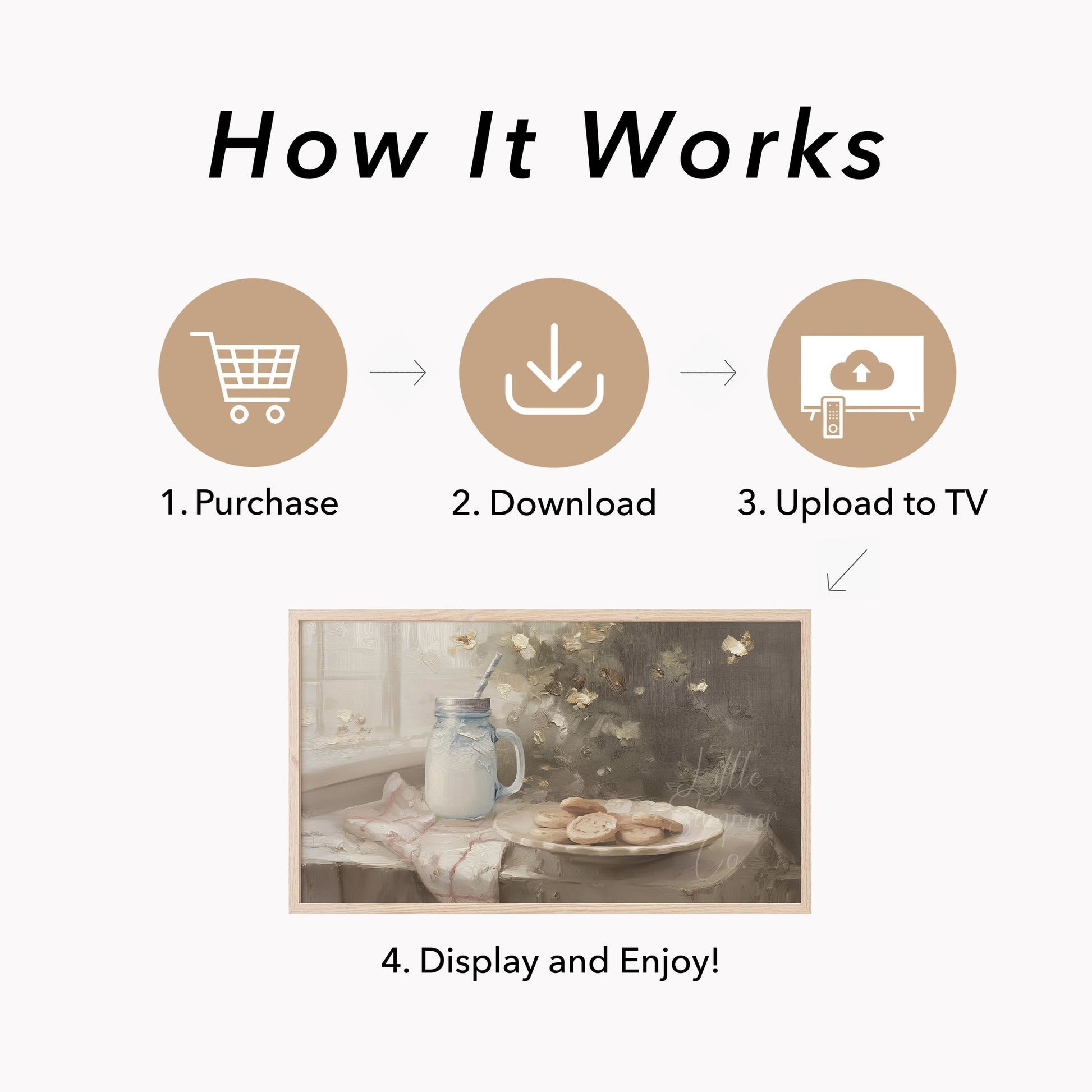 Cookies And Milk Frame TV Art displayed on a TV