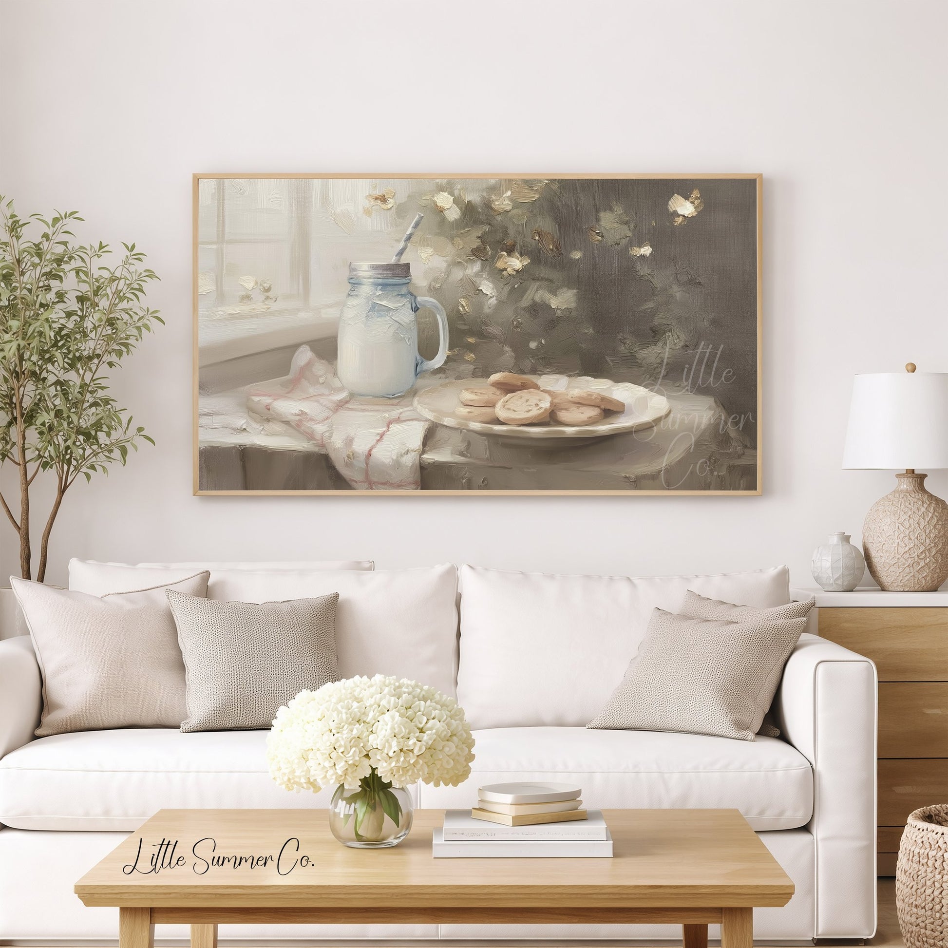 Cookies And Milk Frame TV Art displayed on a TV