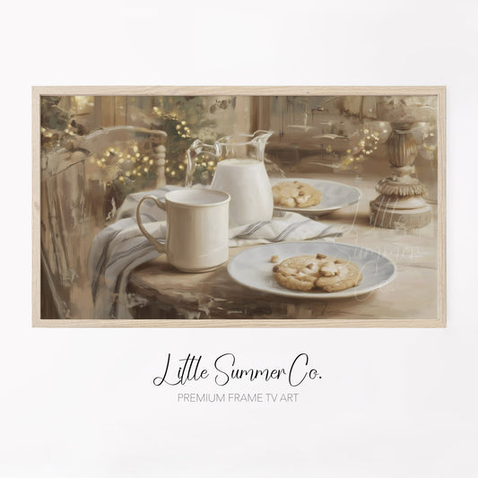 Milk And Cookies Frame TV Art displayed on a TV