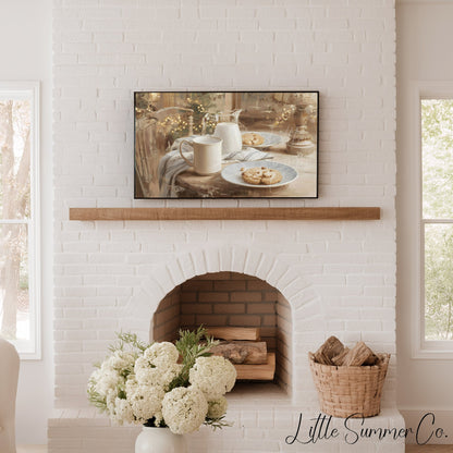 Milk And Cookies Frame TV Art displayed on a TV