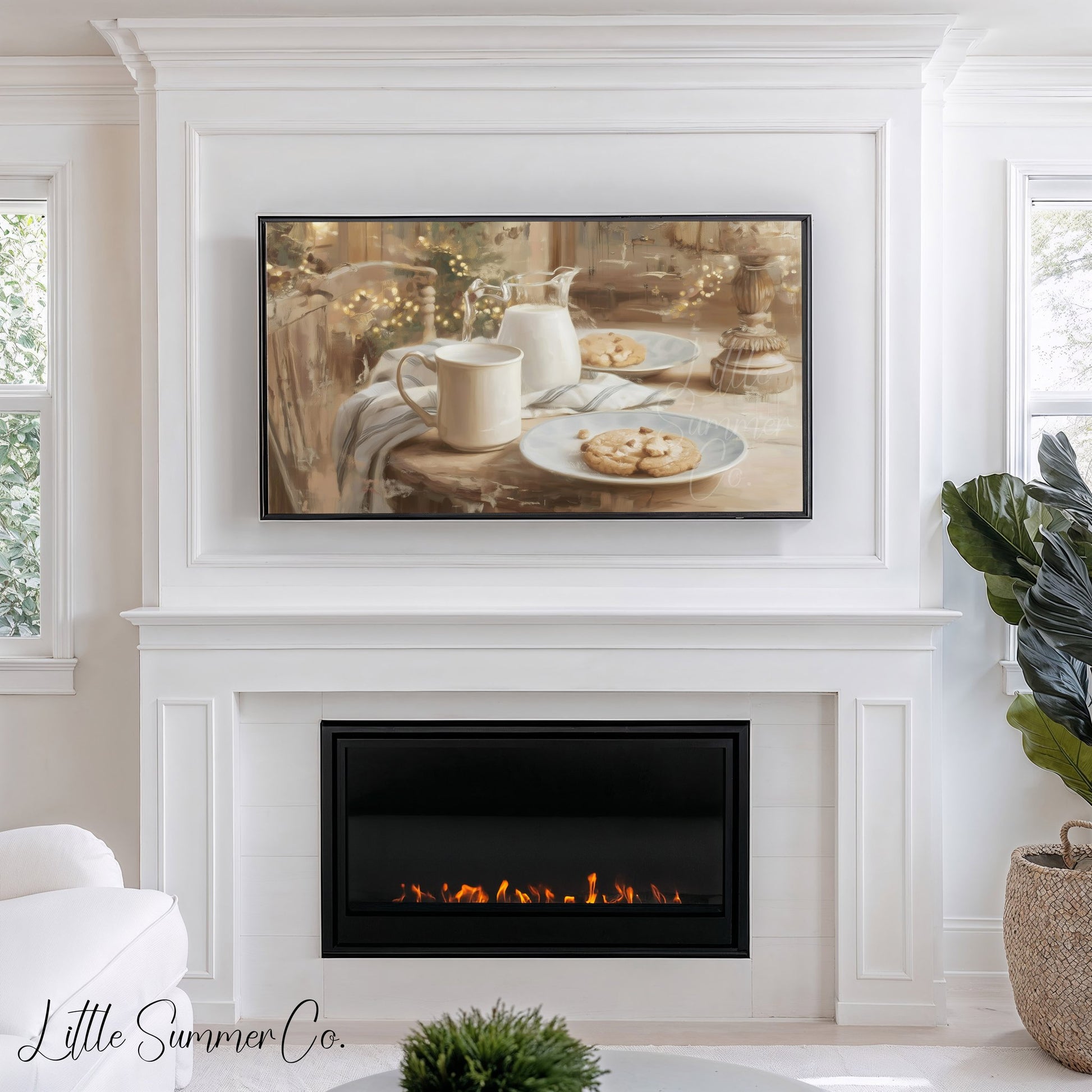 Milk And Cookies Frame TV Art displayed on a TV