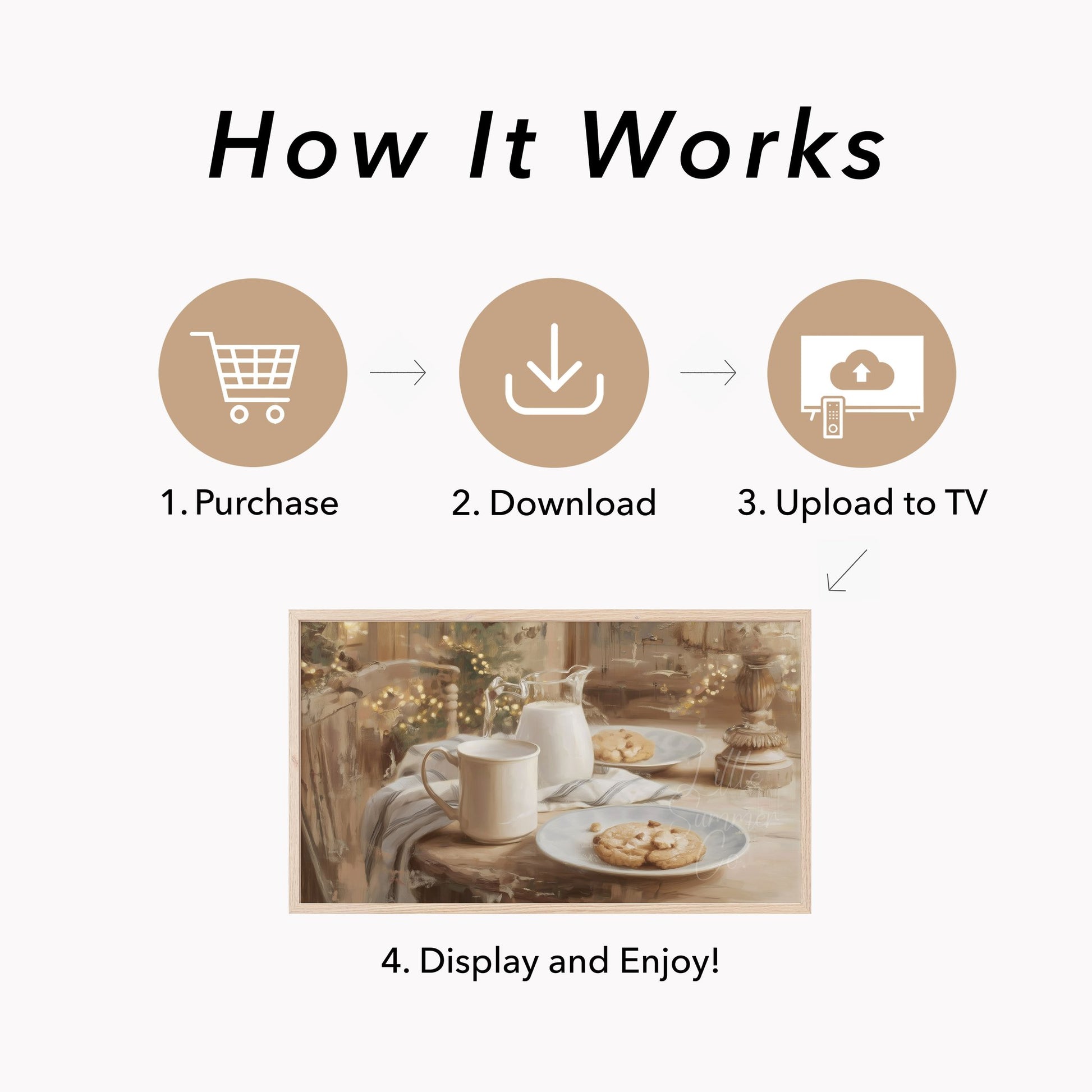 Milk And Cookies Frame TV Art displayed on a TV