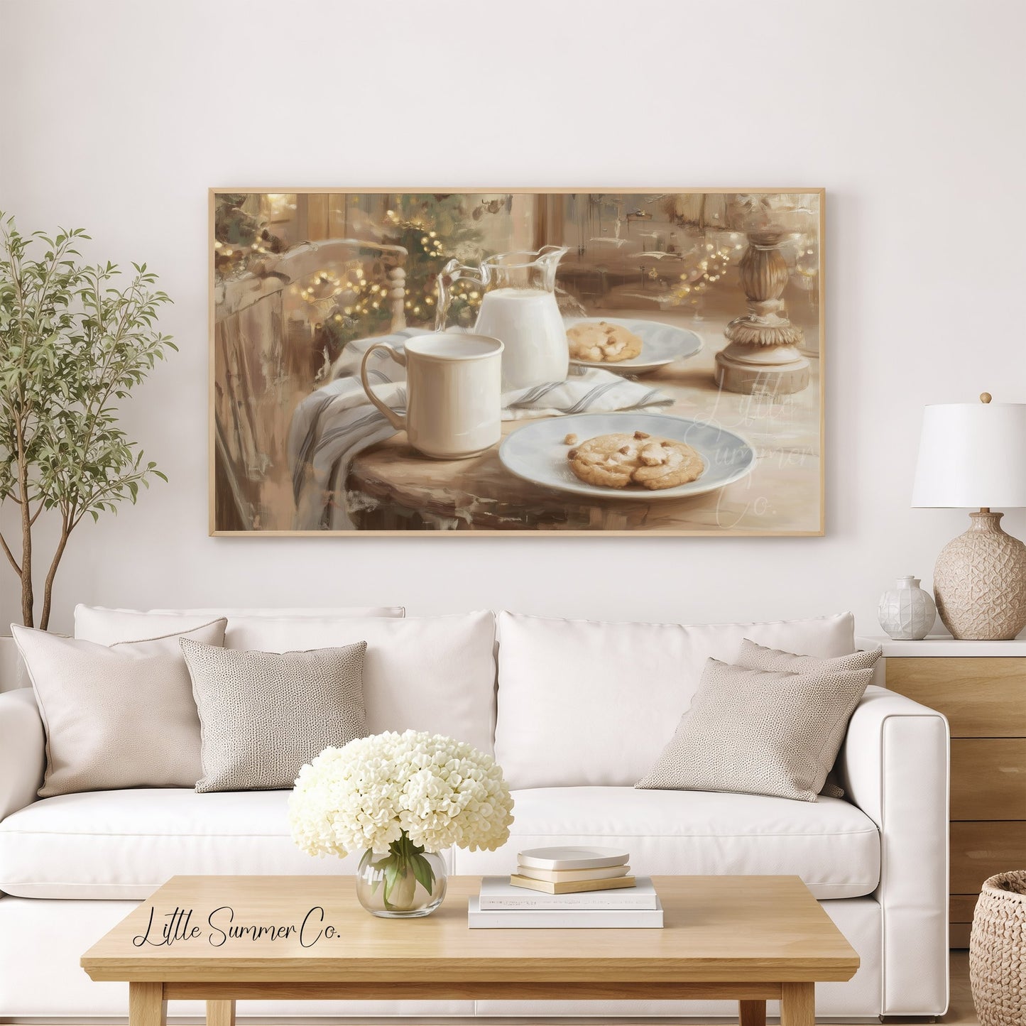 Milk And Cookies Frame TV Art displayed on a TV