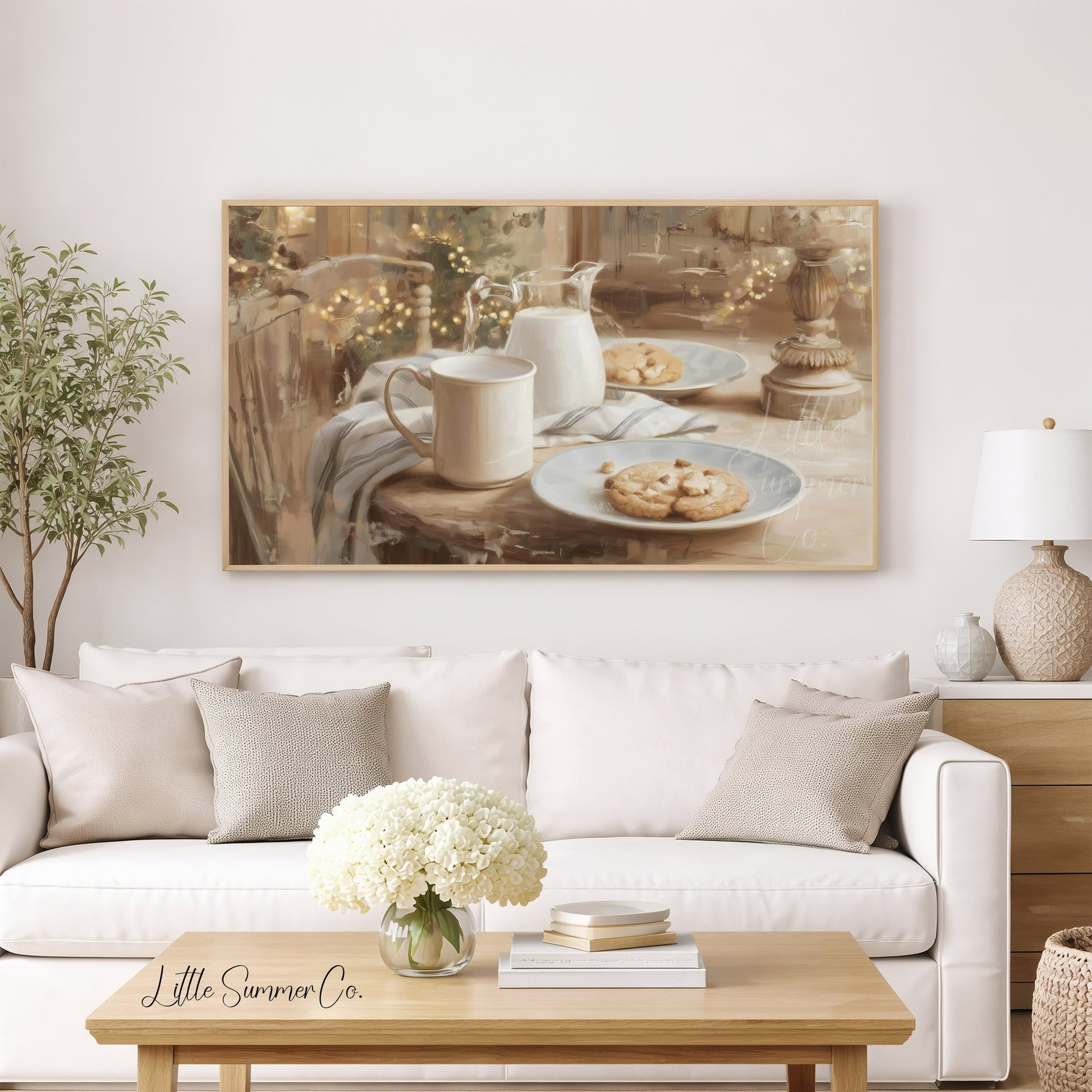 Milk And Cookies Frame TV Art displayed on a TV