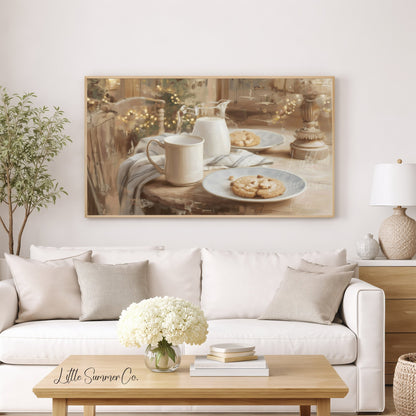 Milk And Cookies Frame TV Art displayed on a TV