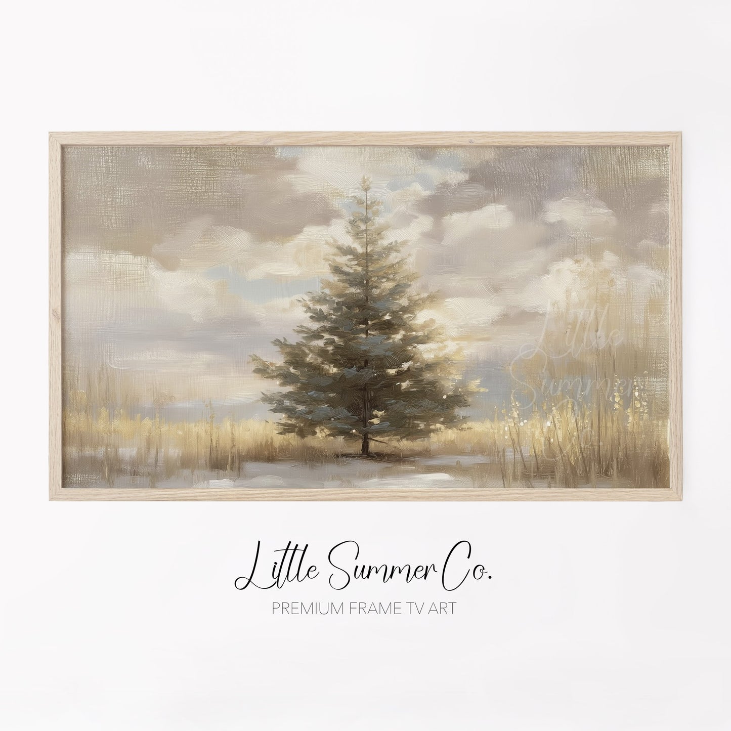 Solitary Pine Tree Frame TV Art displayed on a TV