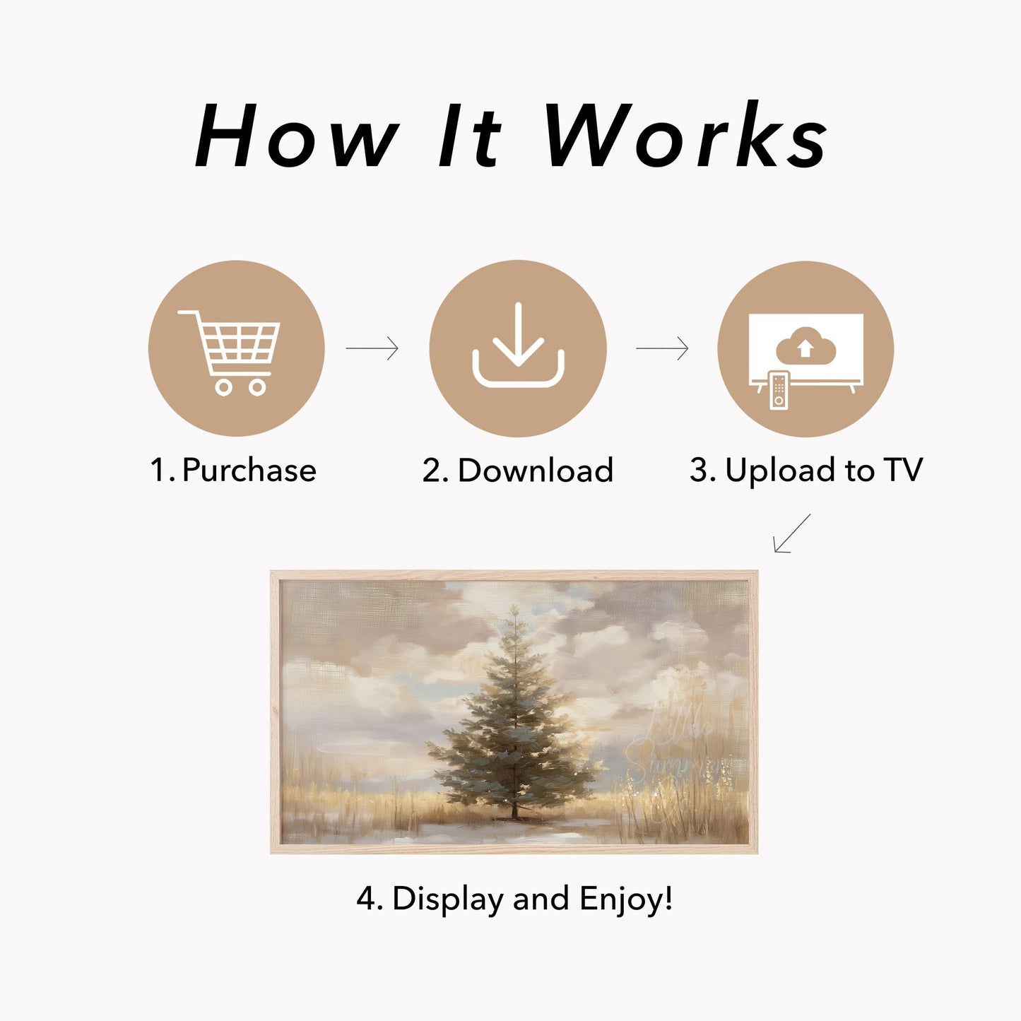 Solitary Pine Tree Frame TV Art displayed on a TV