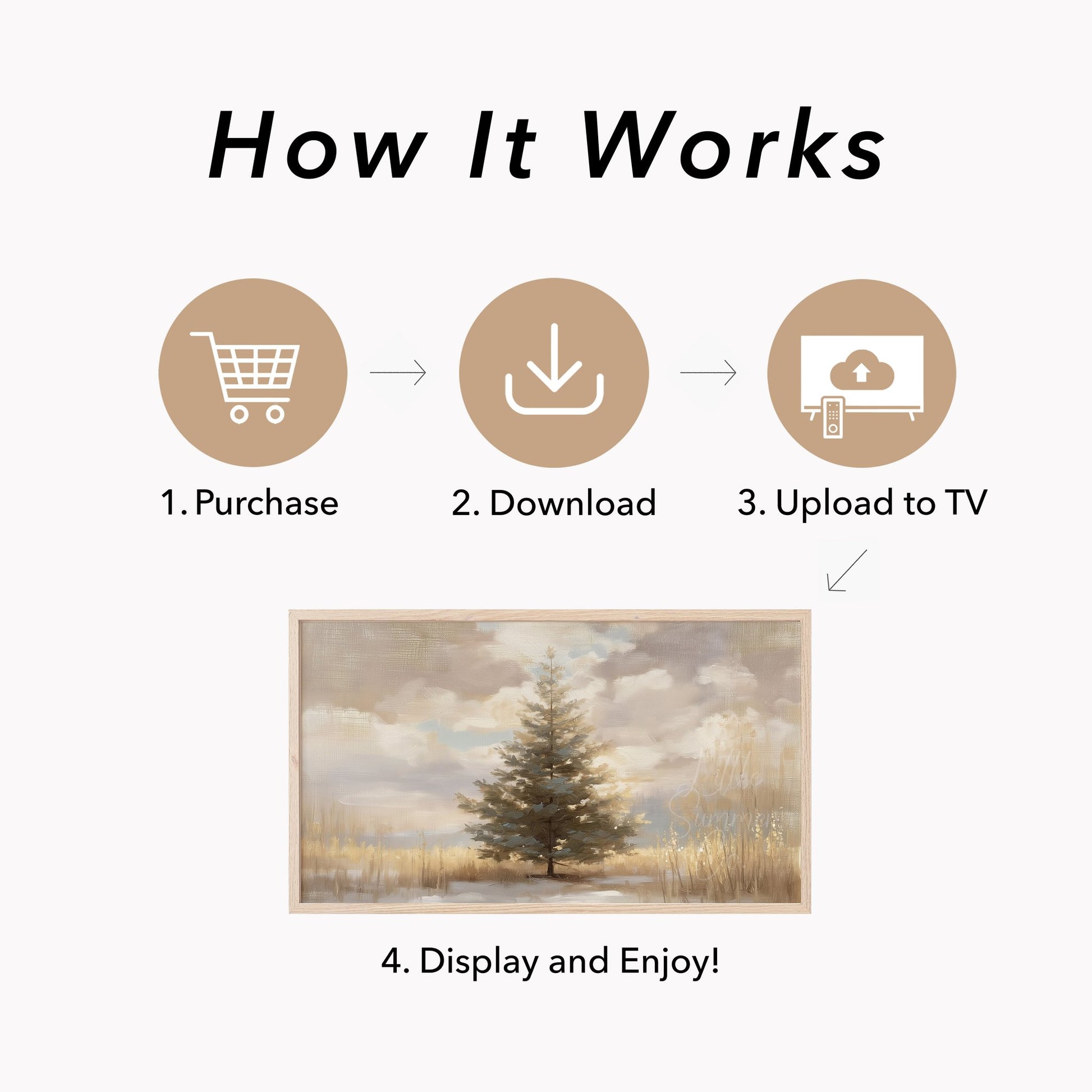 Solitary Pine Tree Frame TV Art displayed on a TV