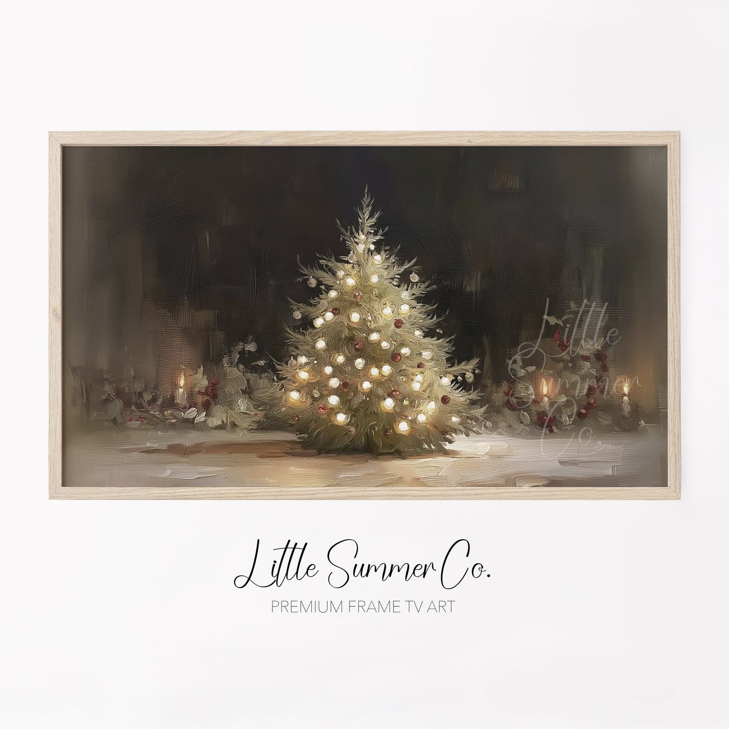Christmas Tree Lights Frame TV Art displayed on a TV