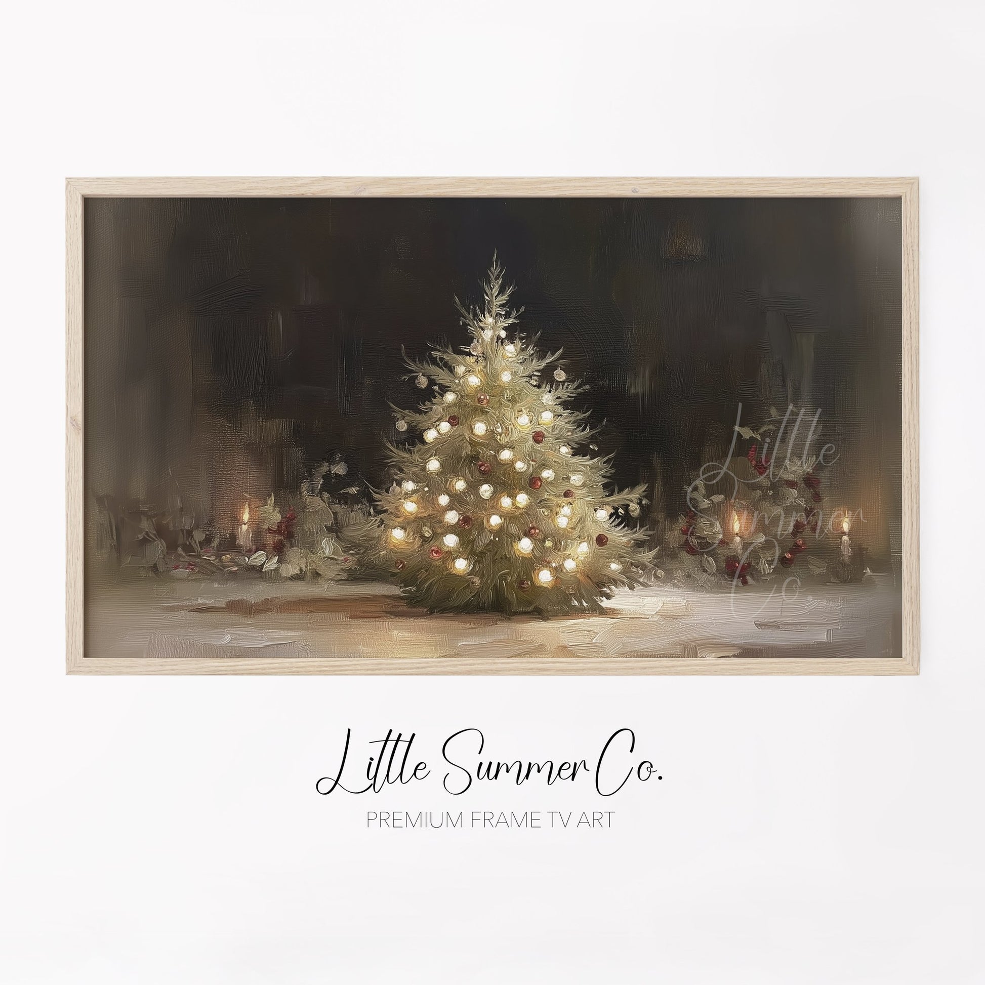 Christmas Tree Lights Frame TV Art displayed on a TV
