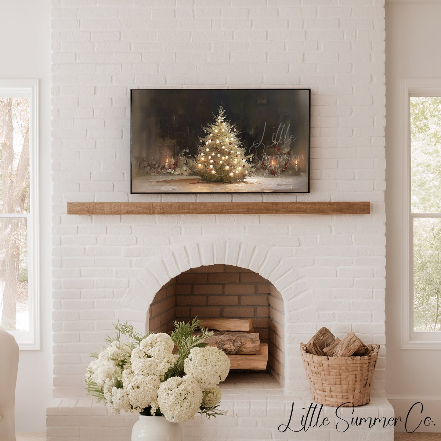 Christmas Tree Lights Frame TV Art displayed on a TV