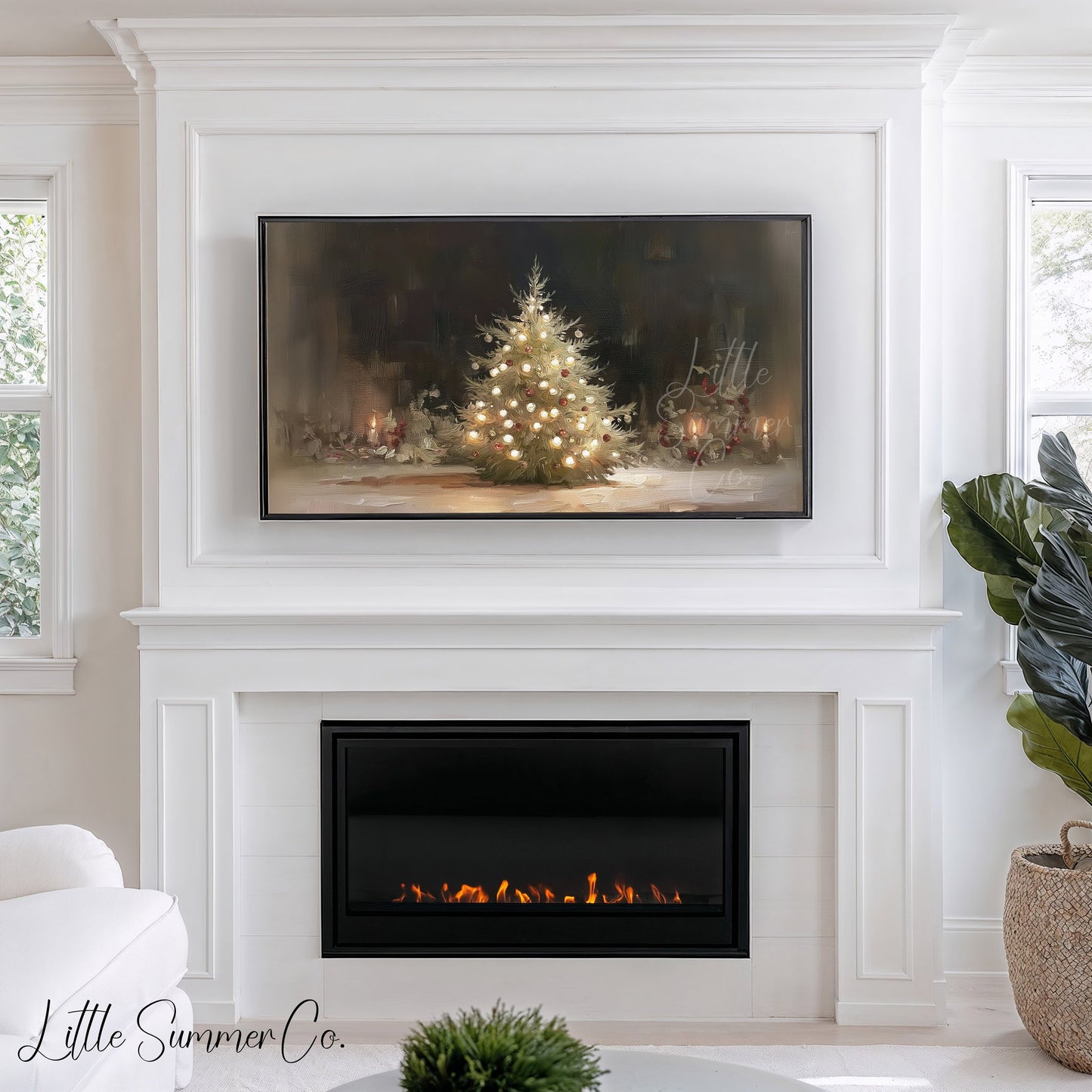 Christmas Tree Lights Frame TV Art displayed on a TV