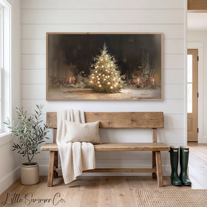 Christmas Tree Lights Frame TV Art displayed on a TV