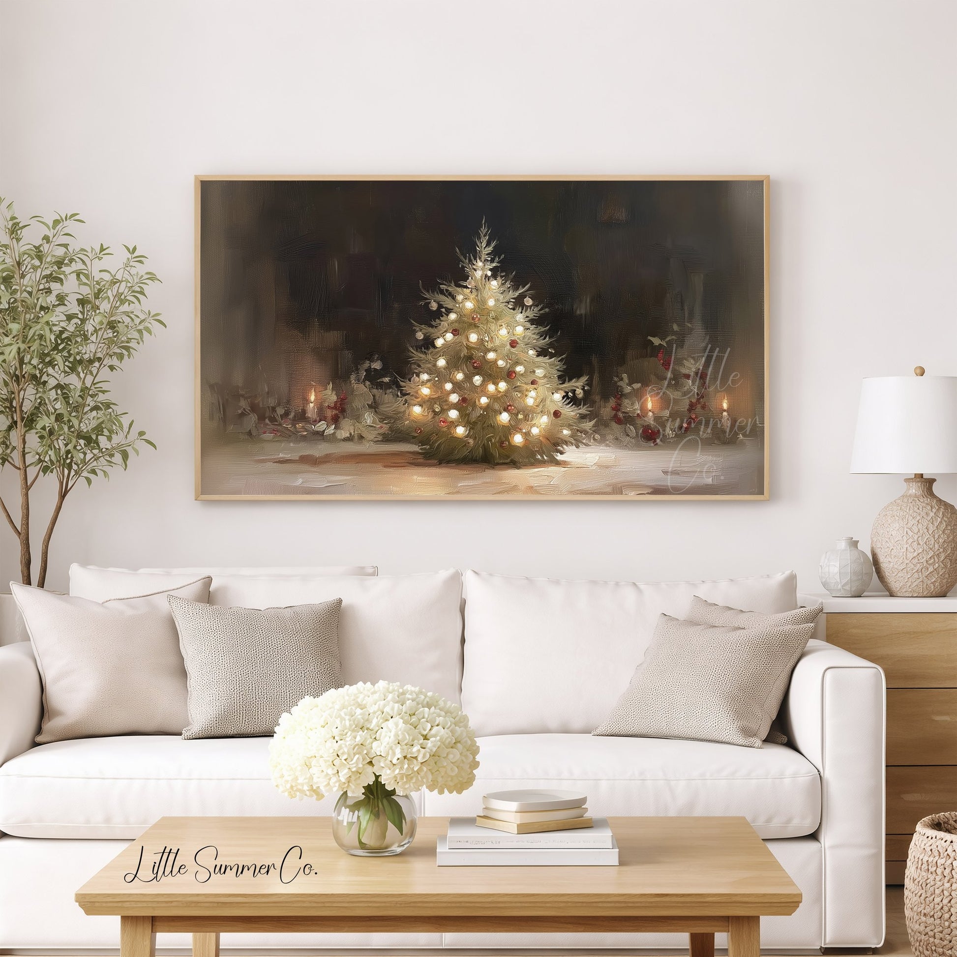 Christmas Tree Lights Frame TV Art displayed on a TV
