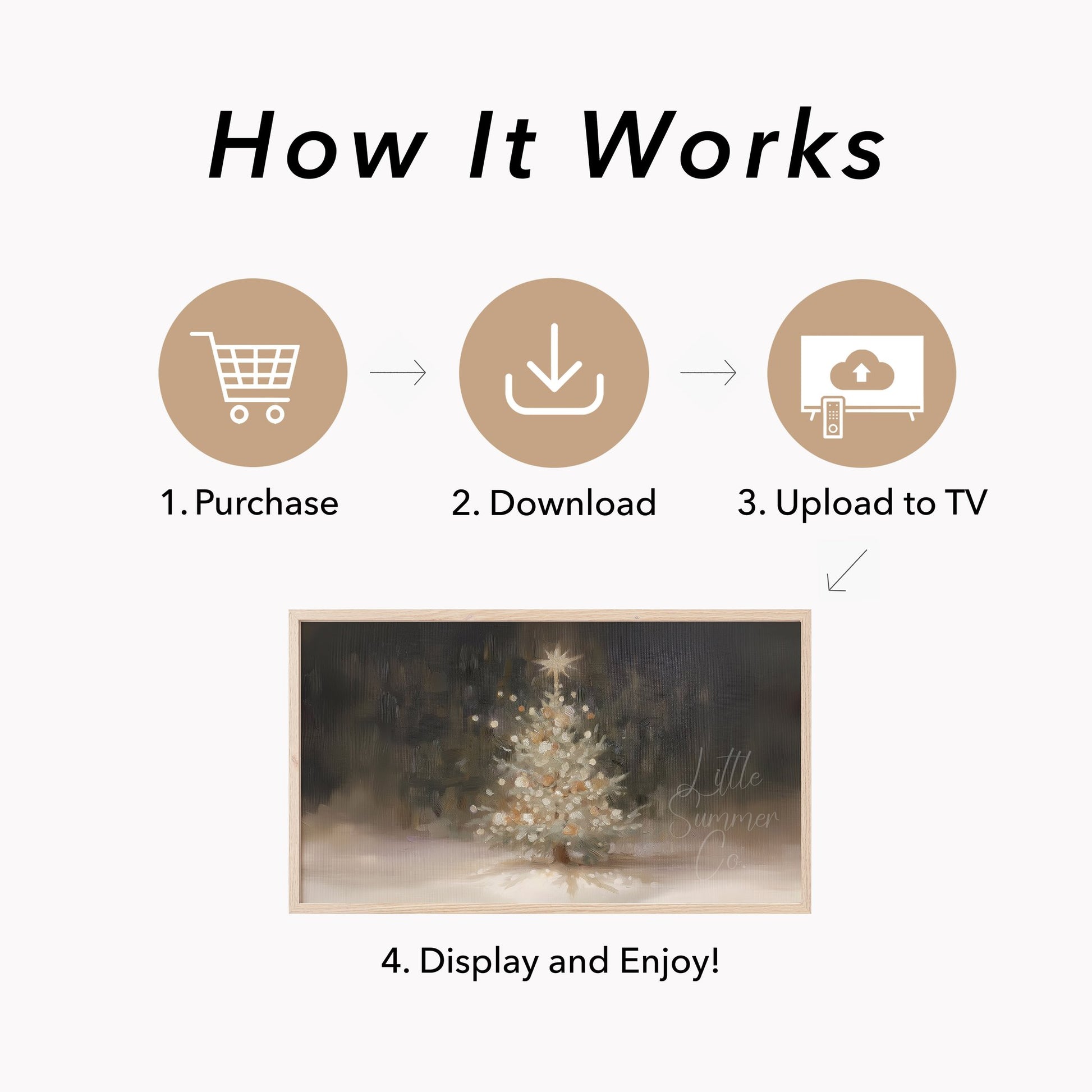 White Christmas Tree Glowing Frame TV Art displayed on a TV