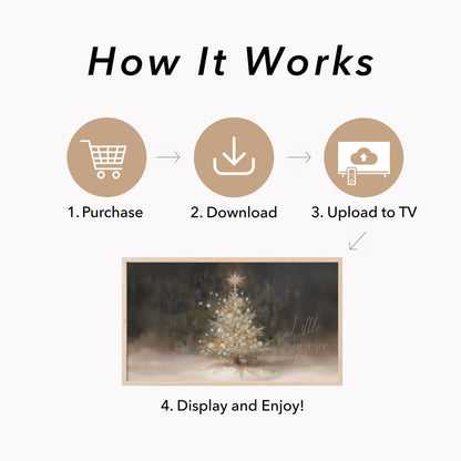 White Christmas Tree Glowing Frame TV Art displayed on a TV