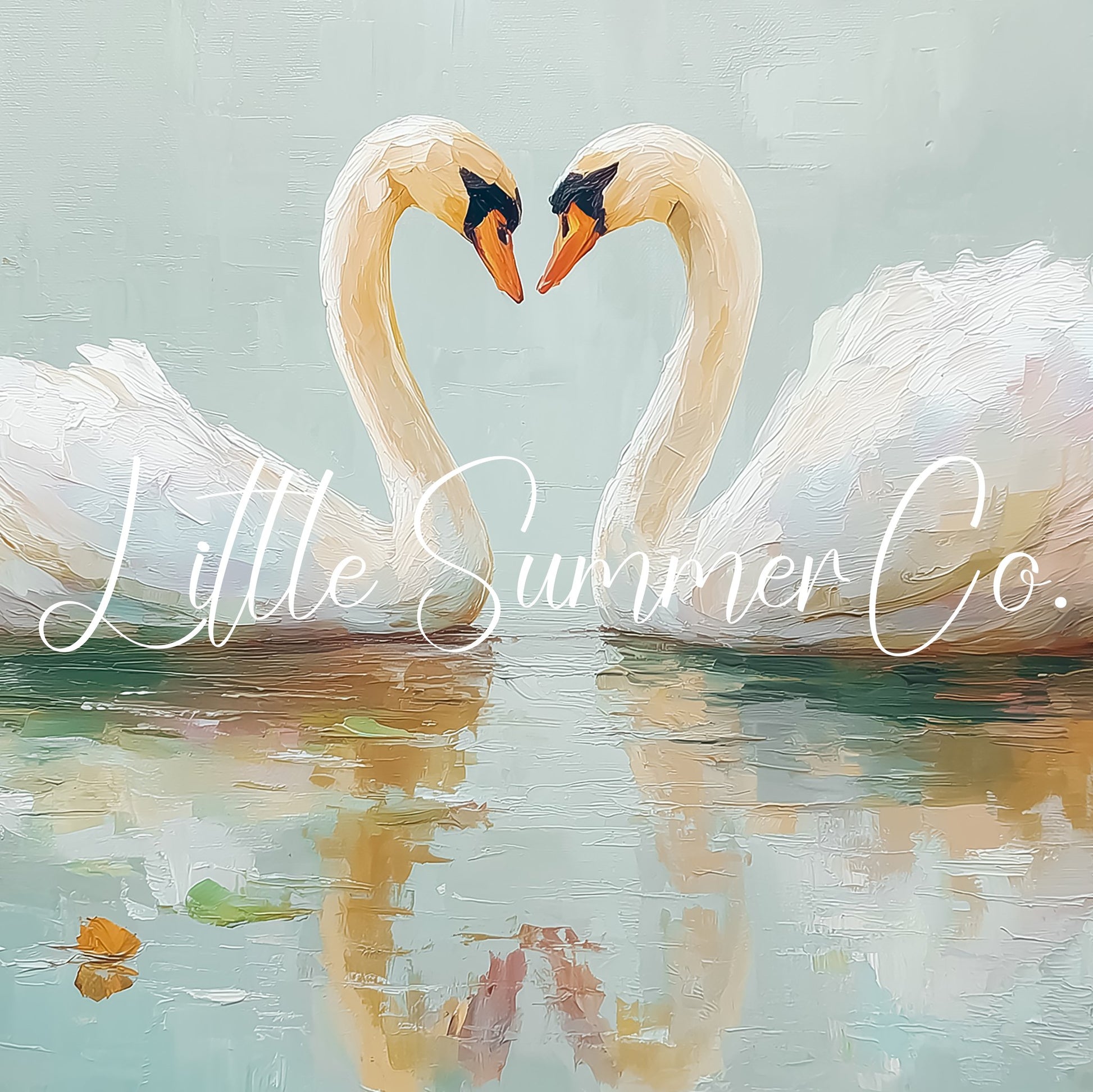 Swan Pair On Misty Water Frame TV Art displayed on a TV