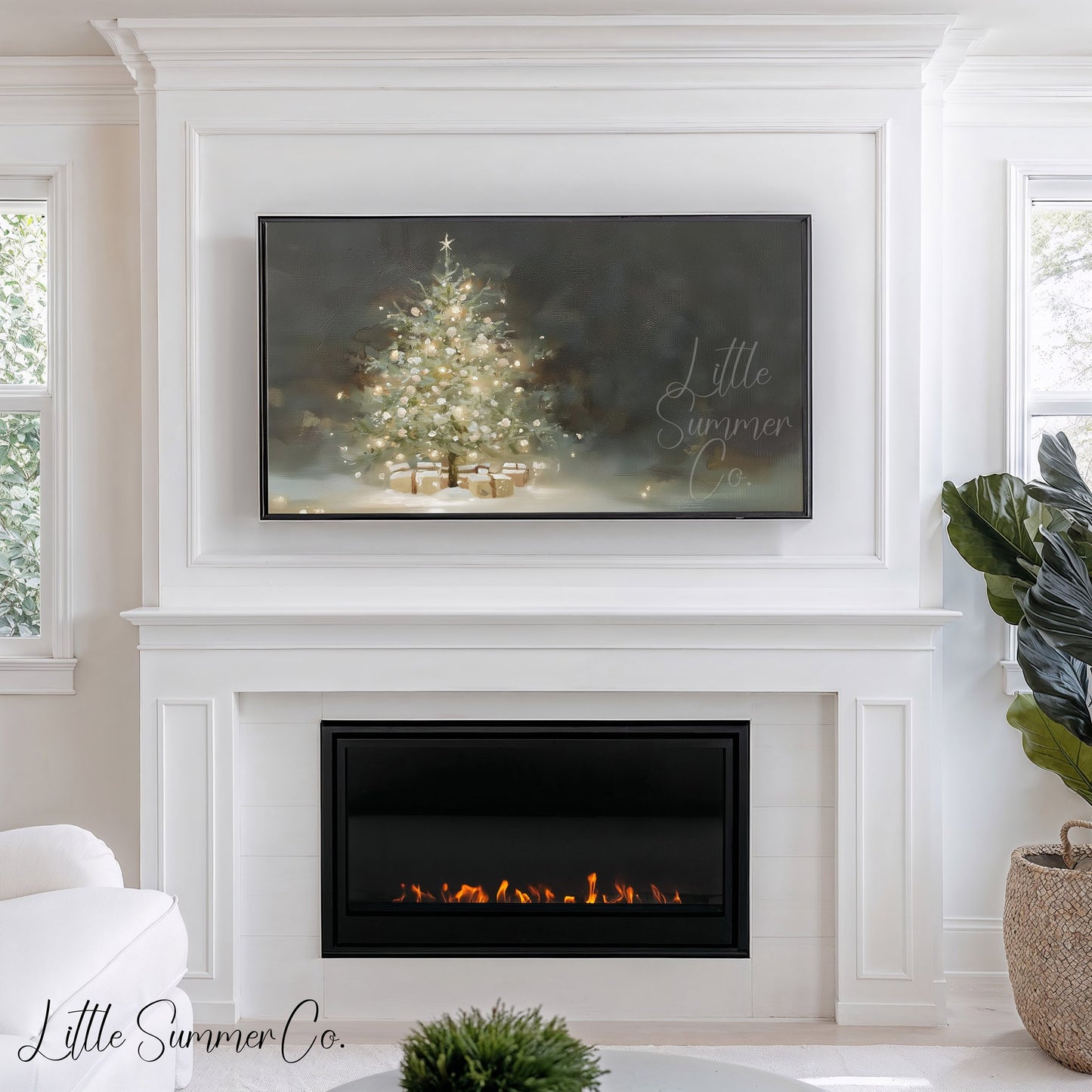 Christmas Tree Gifts Frame TV Art displayed on a TV