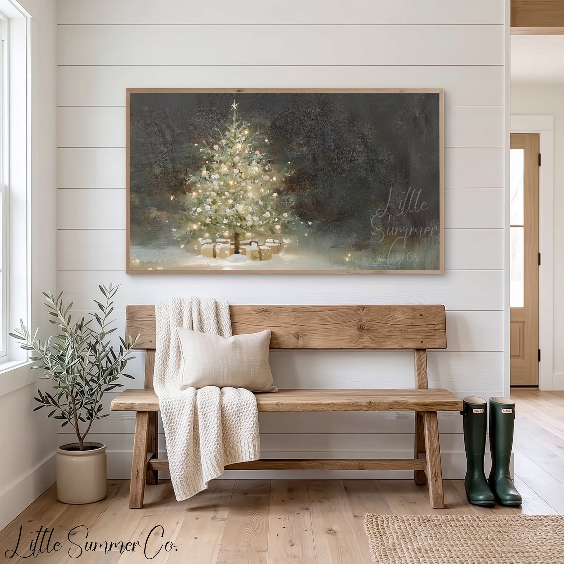 Christmas Tree Gifts Frame TV Art displayed on a TV