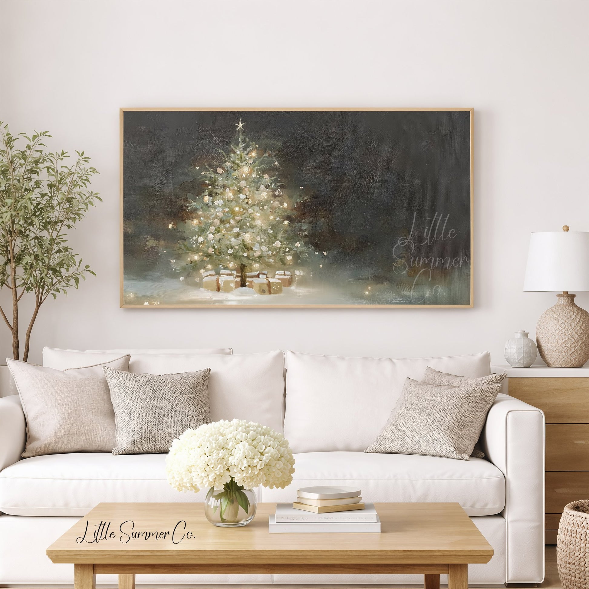 Christmas Tree Gifts Frame TV Art displayed on a TV