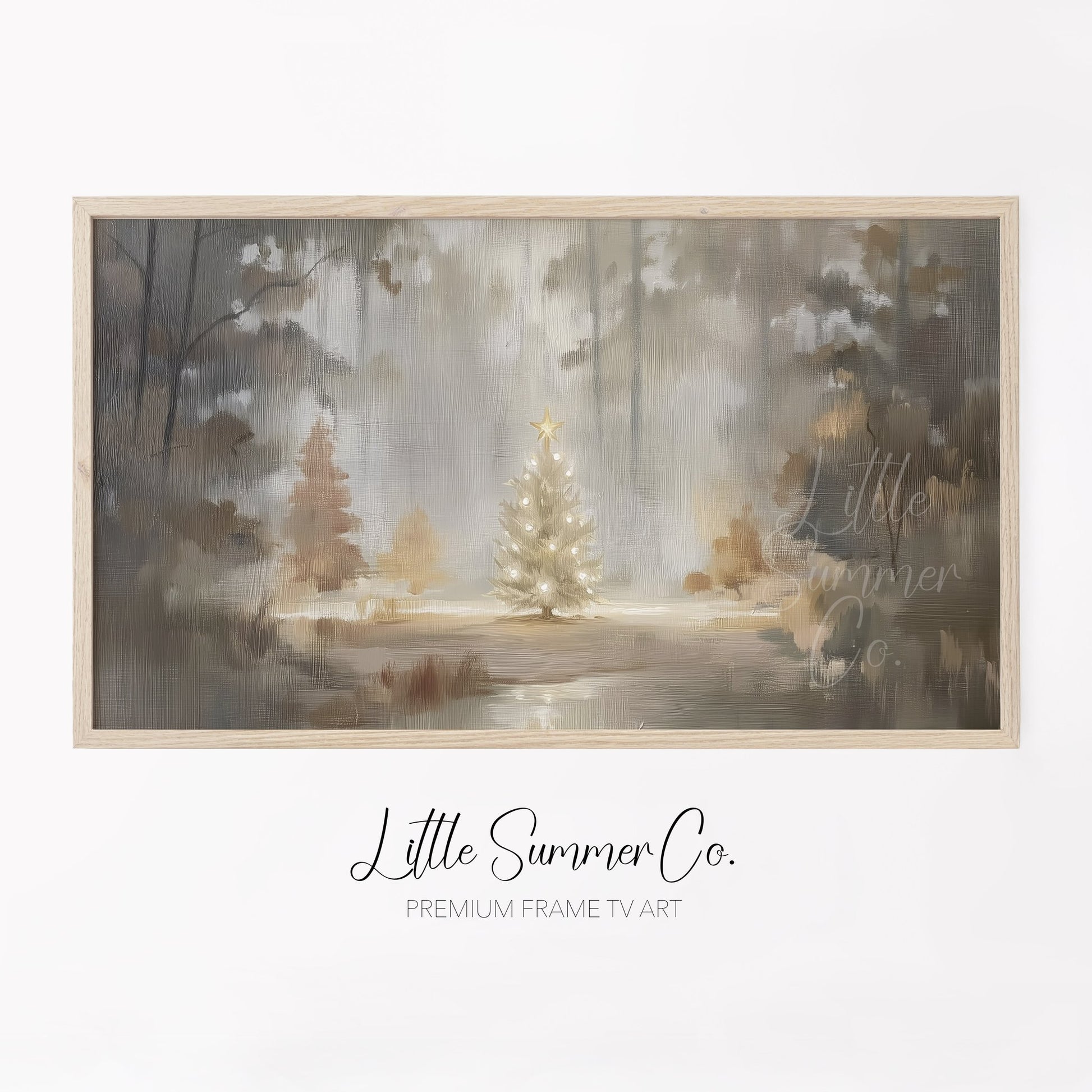 Snowy Christmas Tree Frame TV Art displayed on a TV