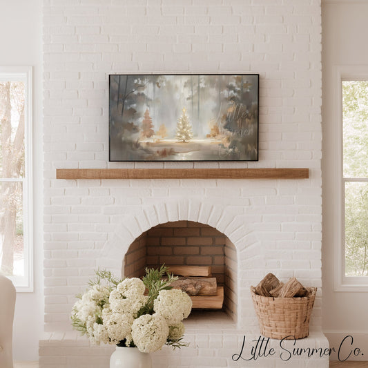 Snowy Christmas Tree Frame TV Art displayed on a TV