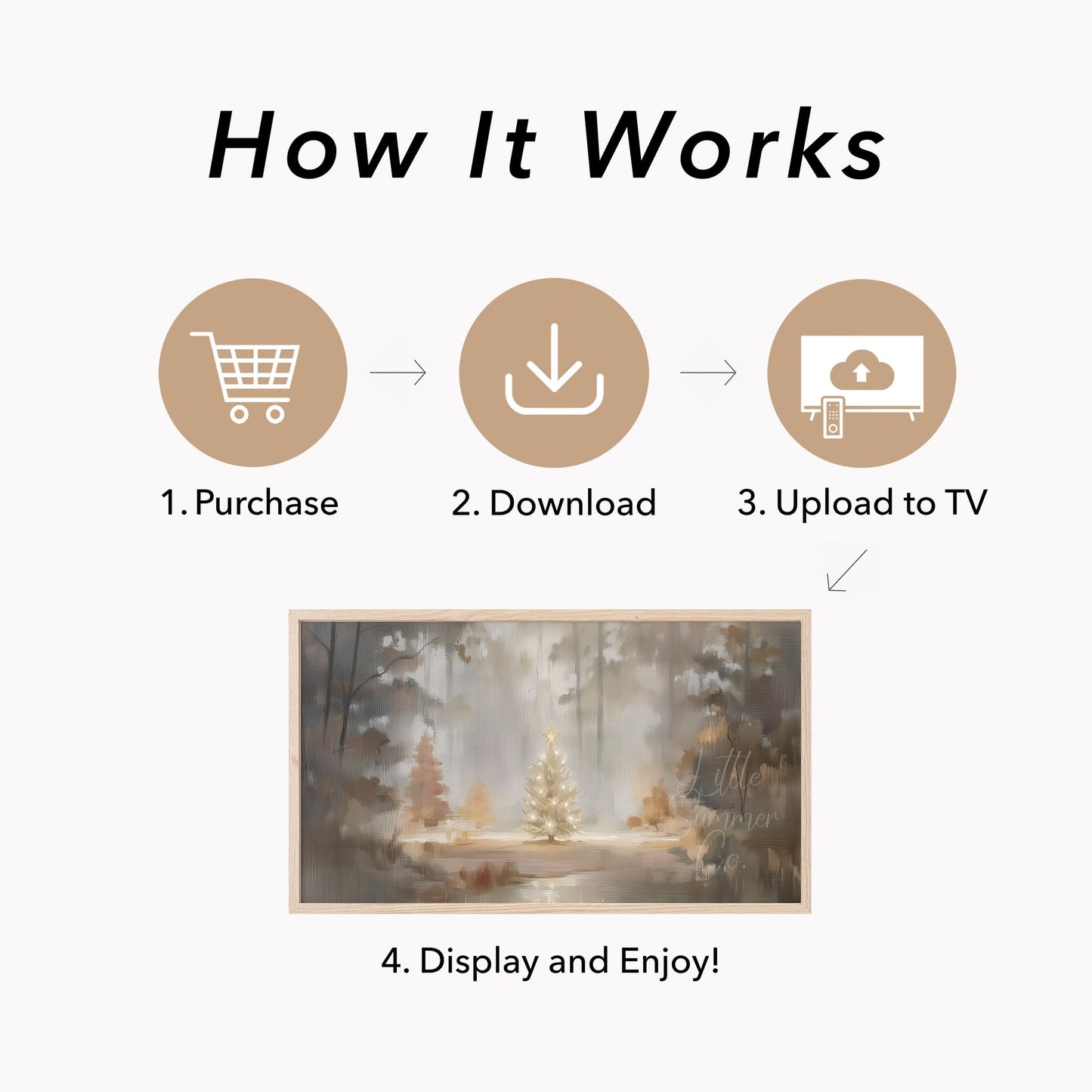 Snowy Christmas Tree Frame TV Art displayed on a TV
