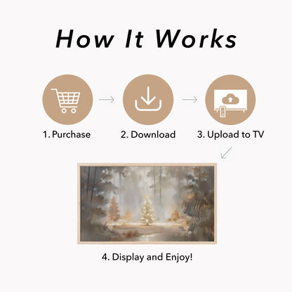 Snowy Christmas Tree Frame TV Art displayed on a TV