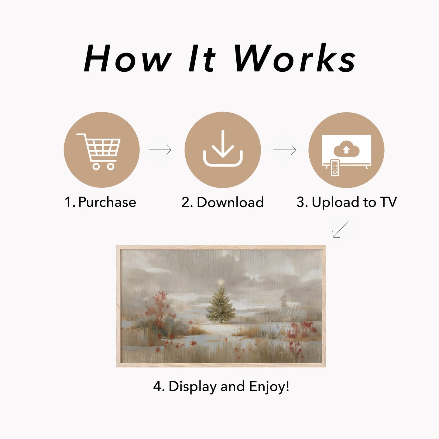 Lone Christmas Tree Snowfield Frame TV Art displayed on a TV
