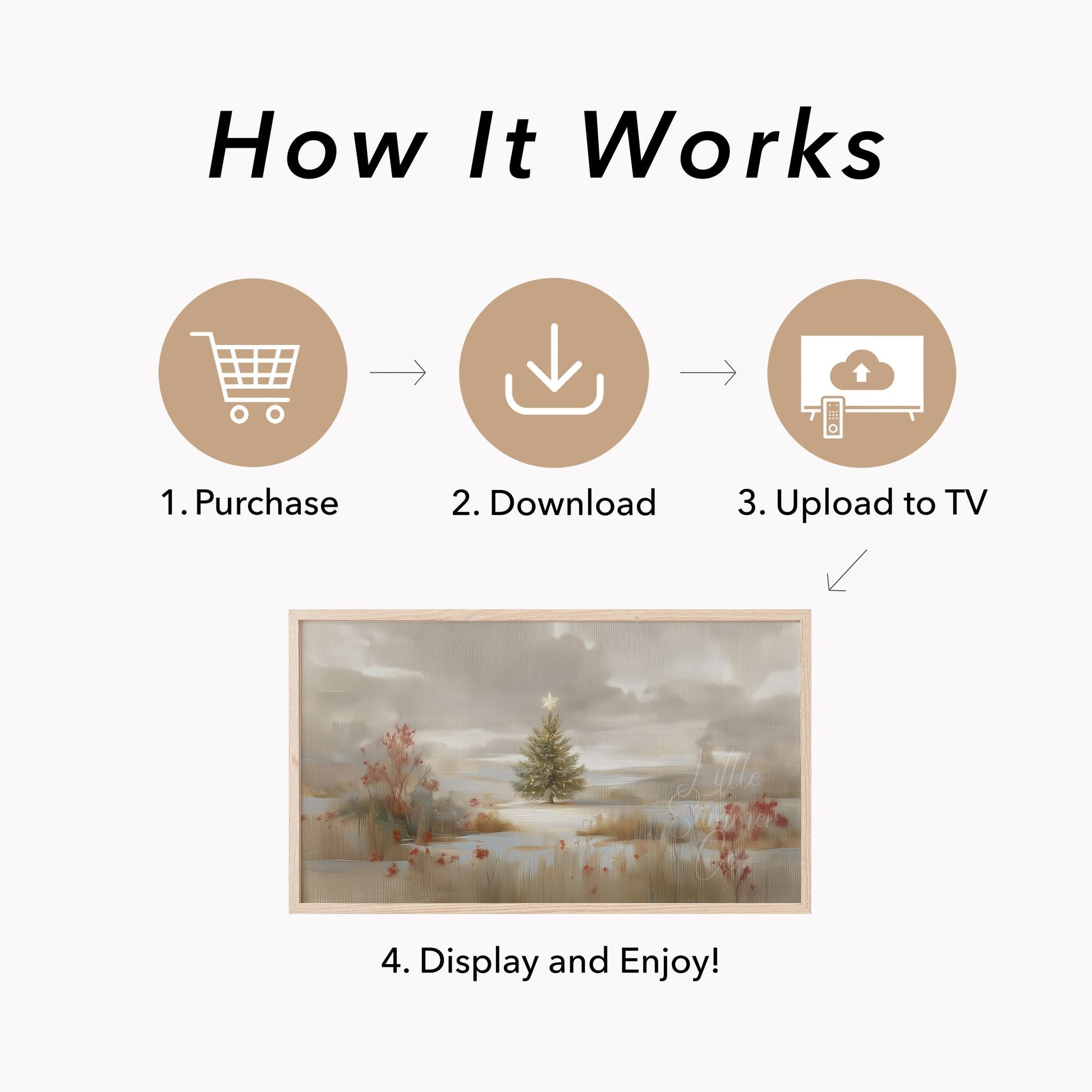 Lone Christmas Tree Snowfield Frame TV Art displayed on a TV