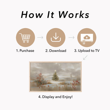 Lone Christmas Tree Snowfield Frame TV Art displayed on a TV