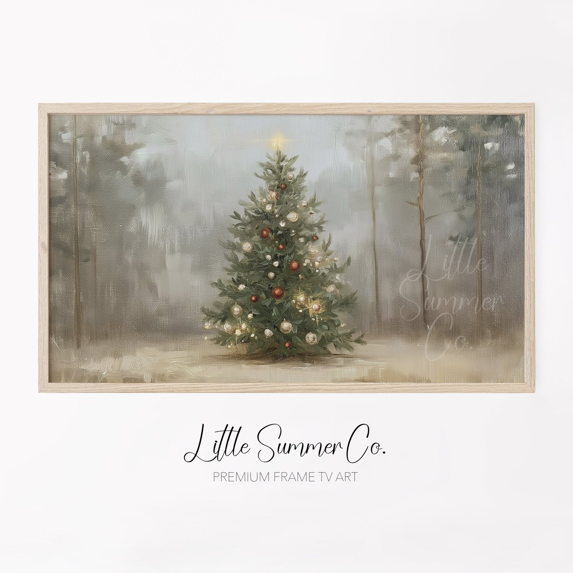 Forest Christmas Tree Frame TV Art displayed on a TV