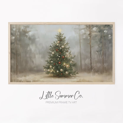 Forest Christmas Tree Frame TV Art displayed on a TV