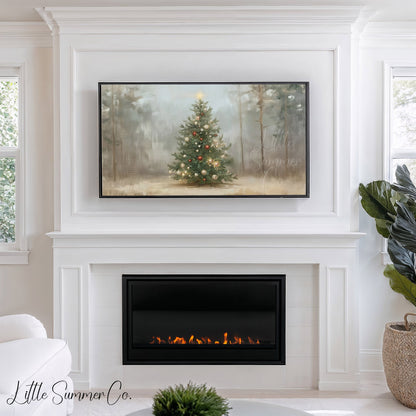 Forest Christmas Tree Frame TV Art displayed on a TV