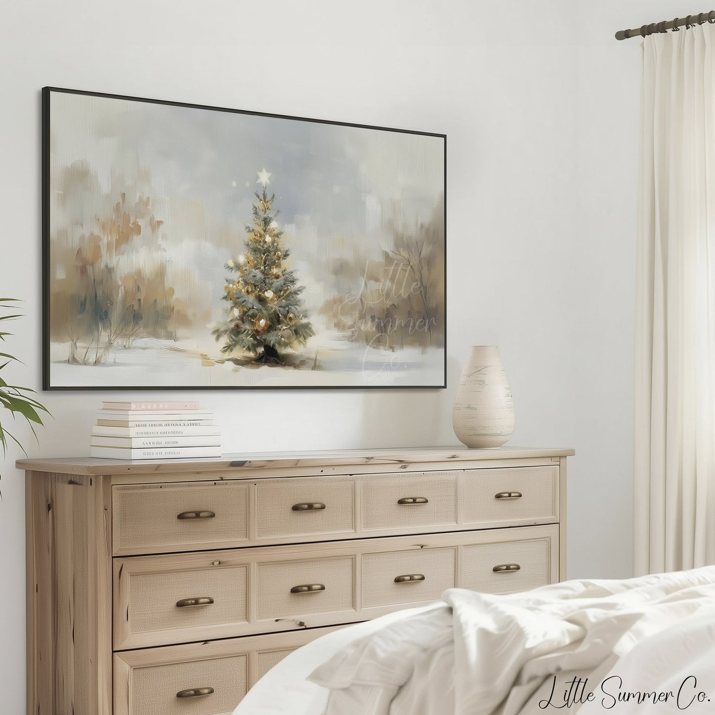 Star Topped Christmas Tree Frame TV Art displayed on a TV