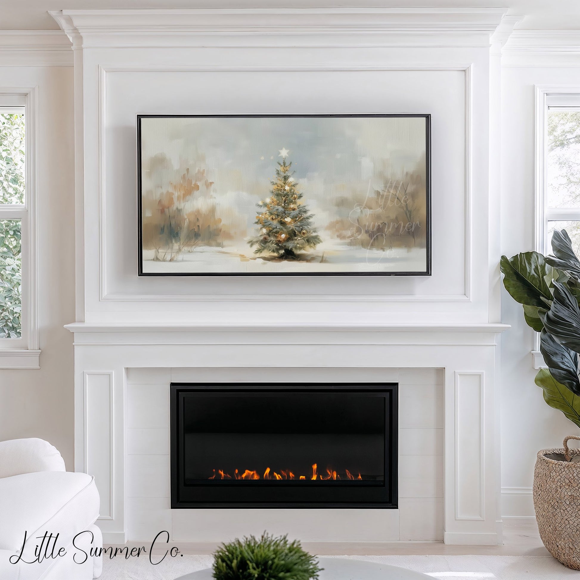 Star Topped Christmas Tree Frame TV Art displayed on a TV