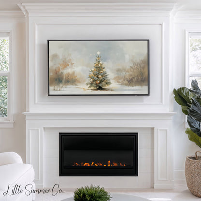 Star Topped Christmas Tree Frame TV Art displayed on a TV