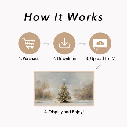 Star Topped Christmas Tree Frame TV Art displayed on a TV