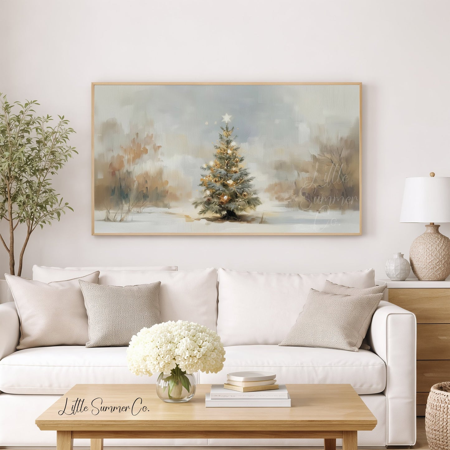 Star Topped Christmas Tree Frame TV Art displayed on a TV