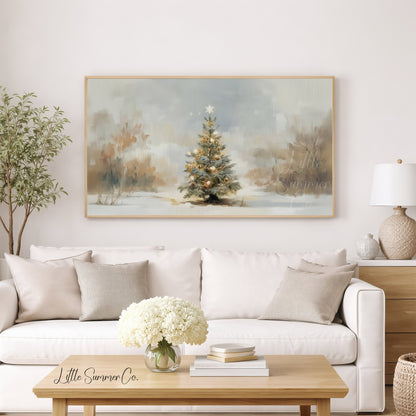 Star Topped Christmas Tree Frame TV Art displayed on a TV