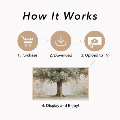 Large Tree Frame TV Art displayed on a TV