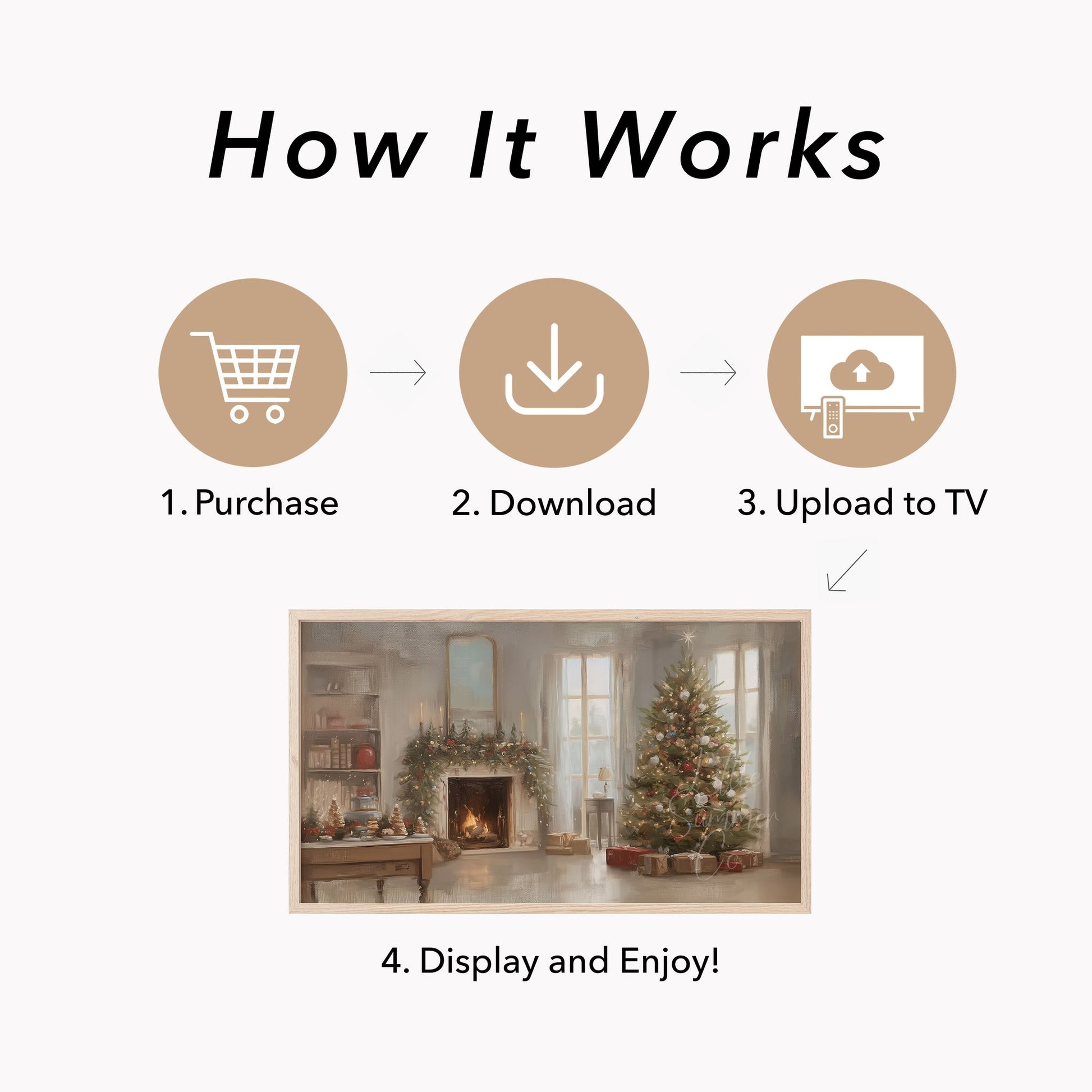 Fireplace Christmas Tree Frame TV Art displayed on a TV