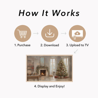 Fireplace Christmas Tree Frame TV Art displayed on a TV