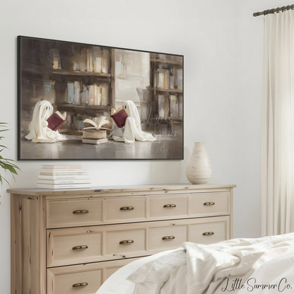 Reading Ghosts Frame TV Art displayed on a TV