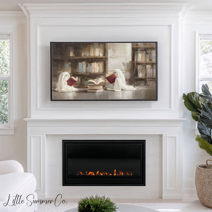 Reading Ghosts Frame TV Art displayed on a TV